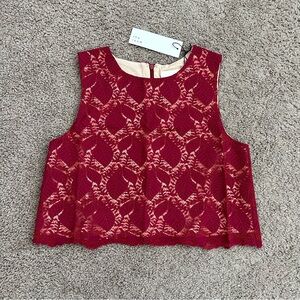 The Room Shirt Womens Size L Lace Overlay Crop Top Sleeveless
